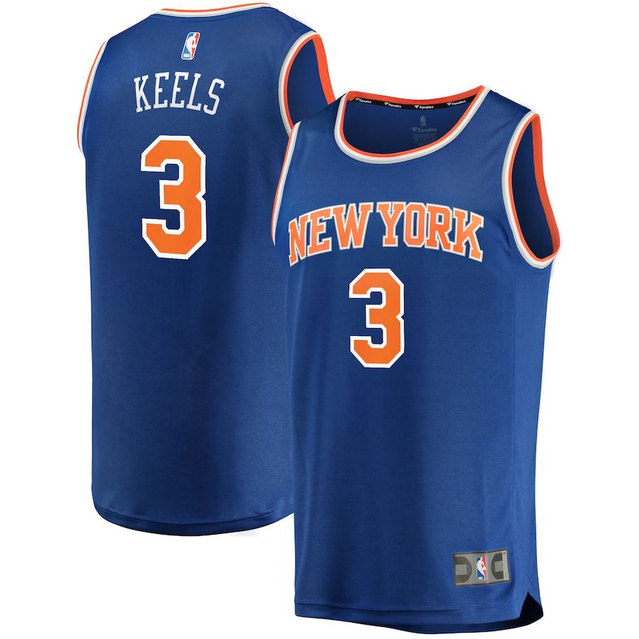 Men New York Knicks #3 Trevor Keels Fanatics Branded Blue Fast Break Replica NBA Jersey->new york knicks->NBA Jersey